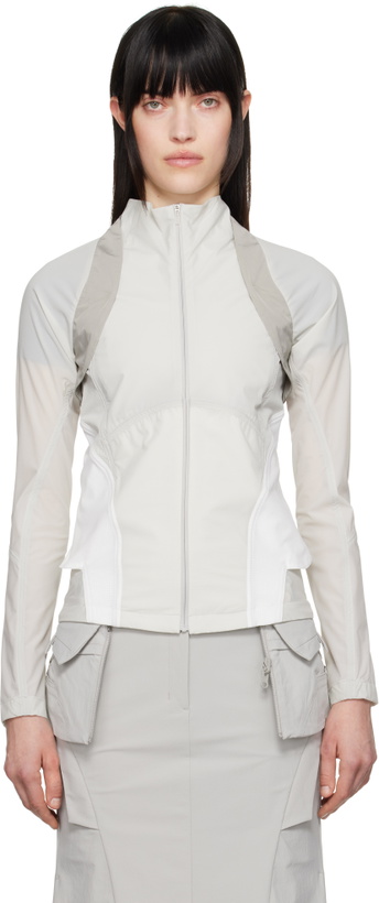 Photo: HYEIN SEO Gray Paneled Windbreaker Jacket