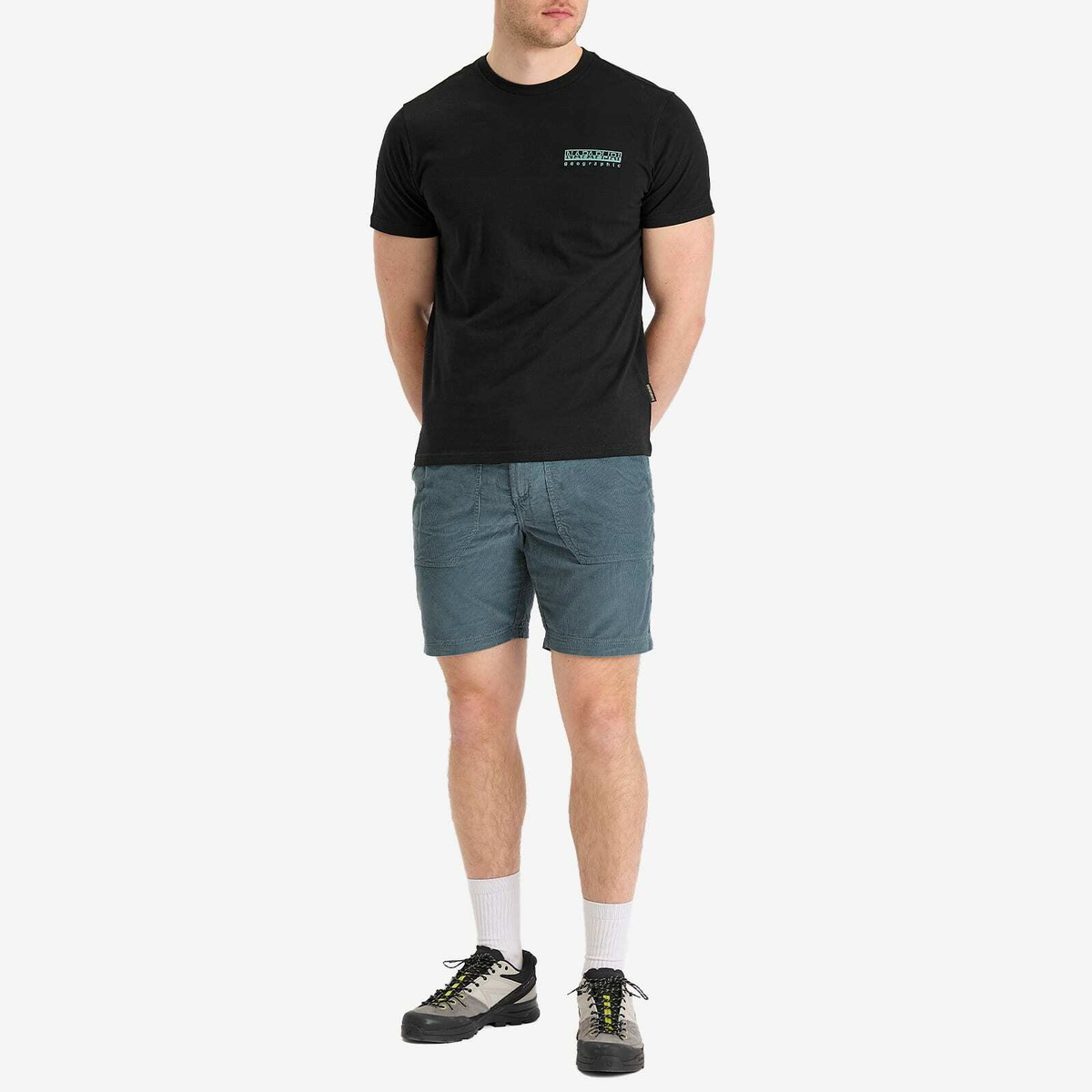 Napapijri Men's Corduroy Belted Shorts in Stormy Weat Gr
