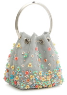 Jimmy Choo Bon Bon Floral-embellished Mesh Bucket bag - Silver - One Size