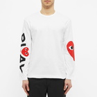 Comme des Garçons Play Men's Long Sleeve Arm Logo & Heart T-Shirt in White