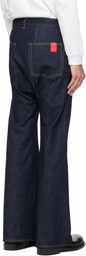 FUMITO GANRYU Navy 5P Flare Sarouel Jeans