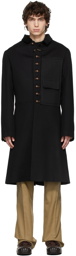 Maison Margiela Black Brushed Wool Coat