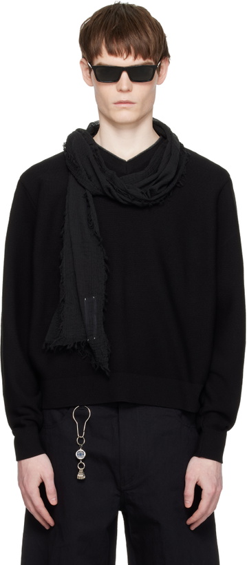 Photo: COOR Black V-Neck Merino Wool Layered Sweater