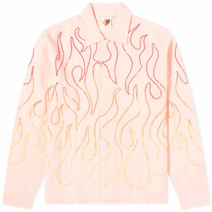 Photo: Sky High Farm Men's Flame Embroidered Shirt in Pink