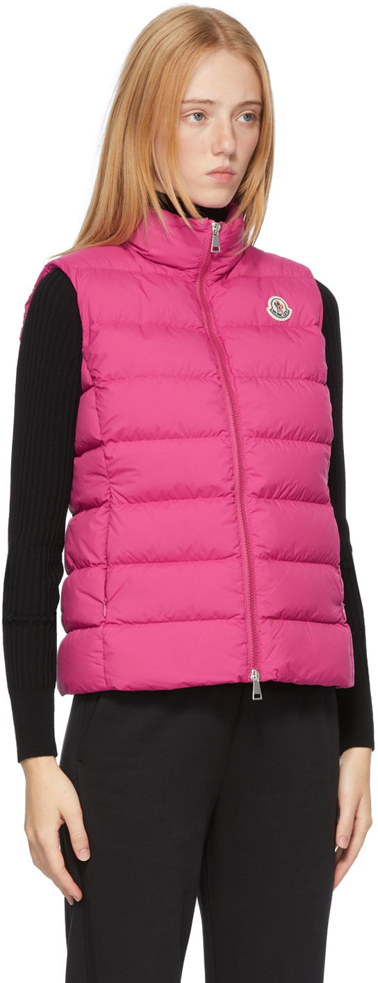 Moncler Pink Ghany Nylon Down Vest Moncler