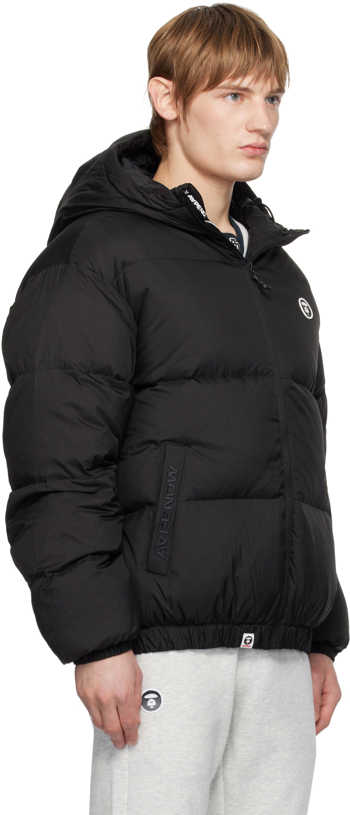 AAPE by A Bathing Ape Black 'AAPE NOW' Hoodie Down Jacket AAPE by