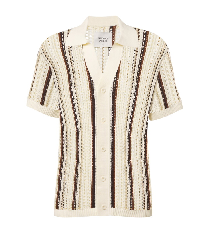 Photo: Frescobol Carioca Pinto crochet striped cotton shirt