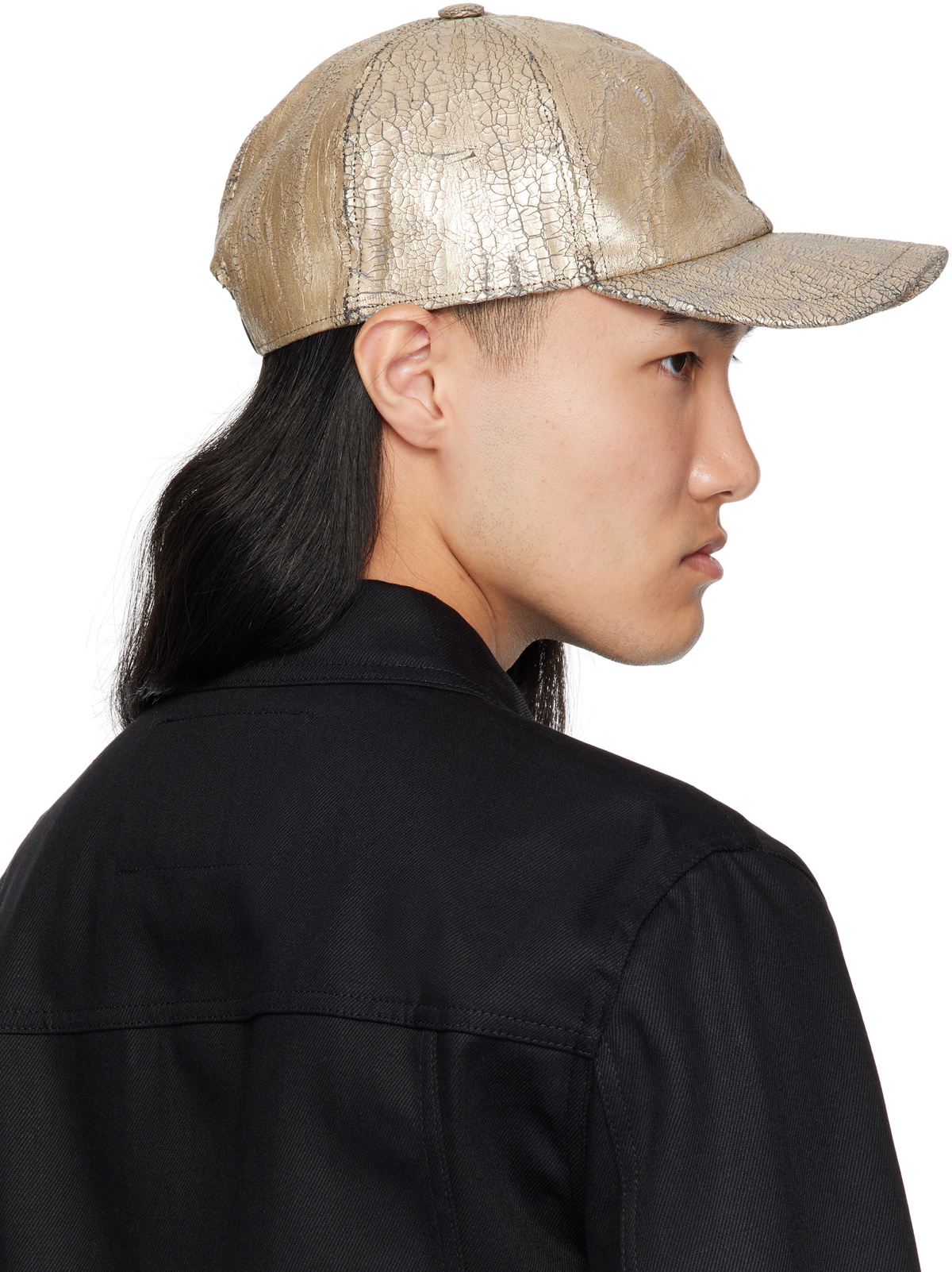 Rick Owens DRKSHDW Gold Megacrust Denim Baseball Cap Rick Owens