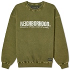 Neighborhood Men's Pigment Dyed Crew Sweater in Olive Drab