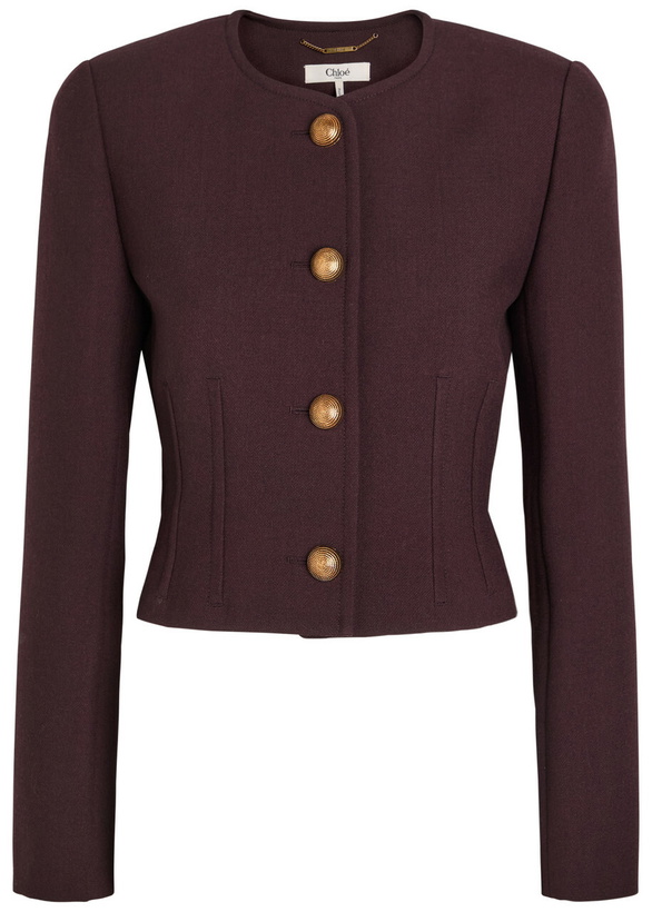 Photo: Chloe Darted Cropped Wool Jacket Purple