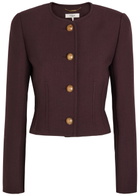 Chloe Darted Cropped Wool Jacket Purple