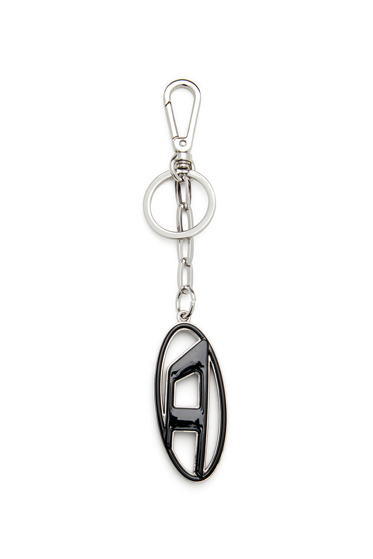 Diesel Metal and resin Oval D keyring - Bijoux and Gadgets Mens in Black