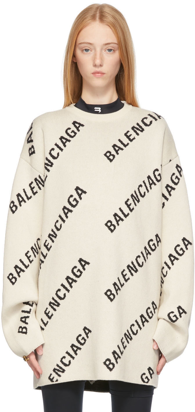 AUTHENTIC BALENCIAGA ALLOVER LOGO sweater  eBay