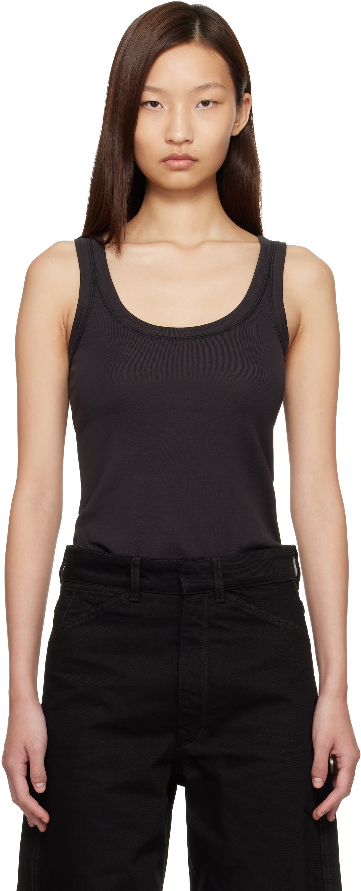 LEMAIRE Black Rib Tank Top