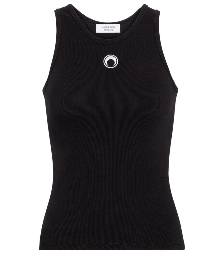 Photo: Marine Serre Ribbed-knit cotton tank top