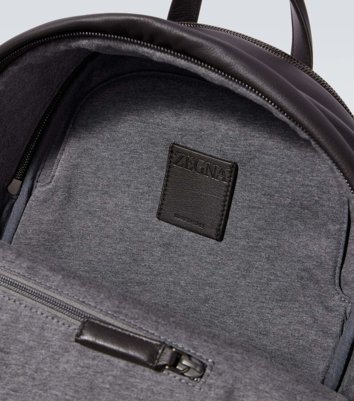 Zegna Secondskin Hoodie leather backpack