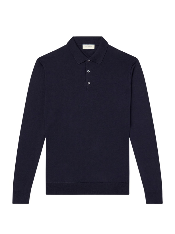 Photo: PIACENZA 1733 - Merino-Wool and Silk-Blend Polo Sweater - Blue