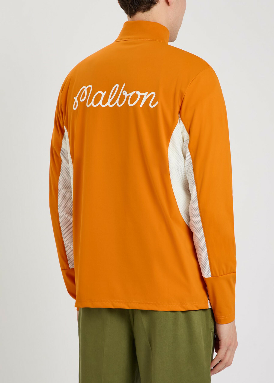 Malbon Santiago Logo Half-zip Stretch-jersey Mid-layer Jacket Orange