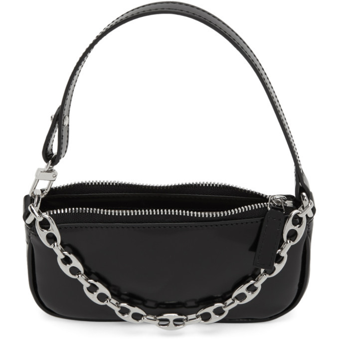 By Far Mini Rachel Black Patent Leather Shoulder Bag