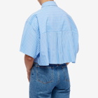 Hommegirls Women's Overisized Short Sleeve Shirt in Blue Stripe