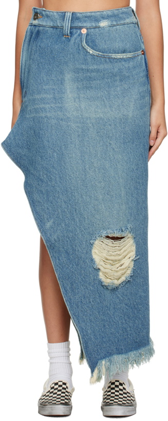 Photo: Doublet Indigo 1.5x Resized Denim Midi Skirt