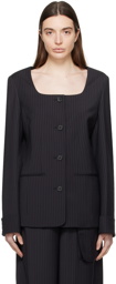 OPEN YY Navy Square Neck Blazer