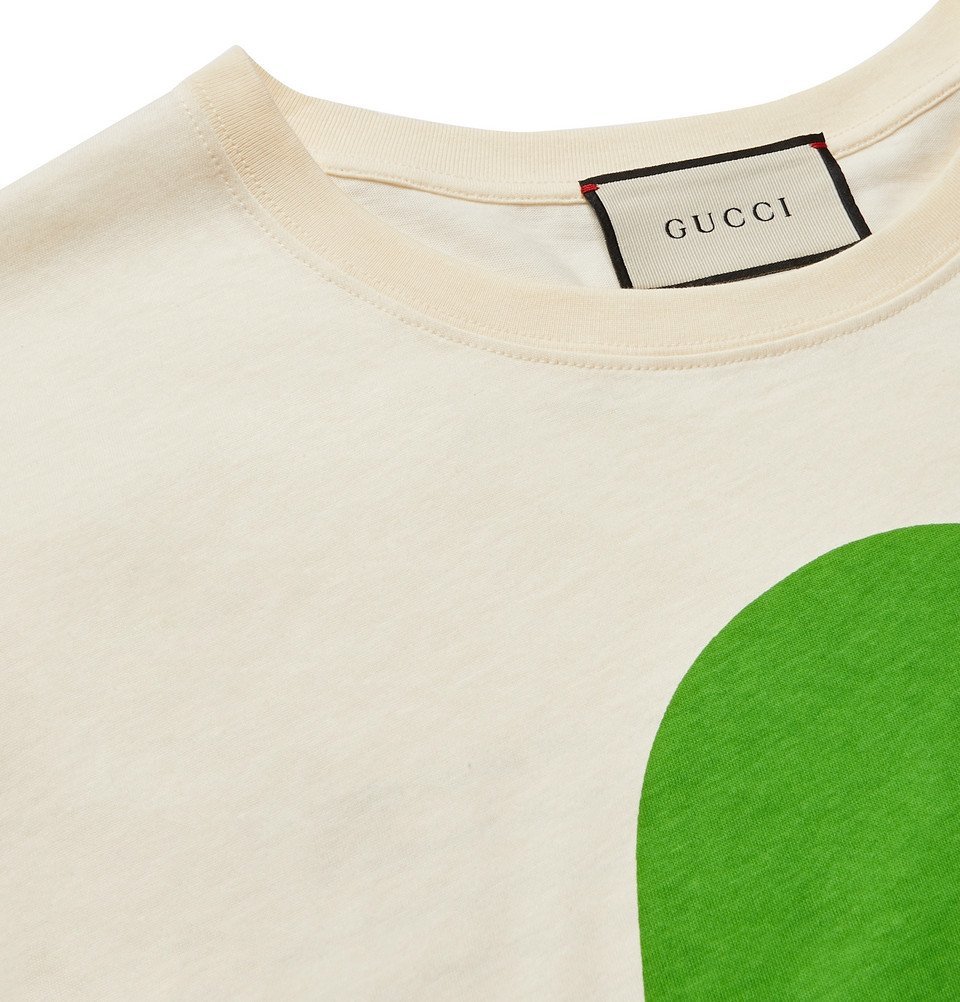 Gucci Printed CottonJersey TShirt Cream Gucci