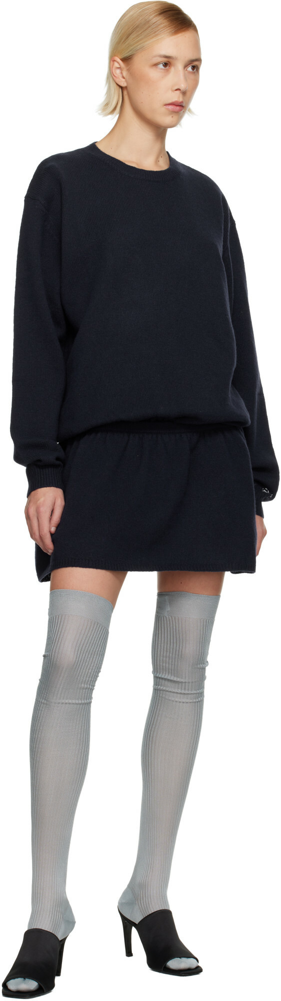 Sandy Liang Navy Kazia Knit Minidress