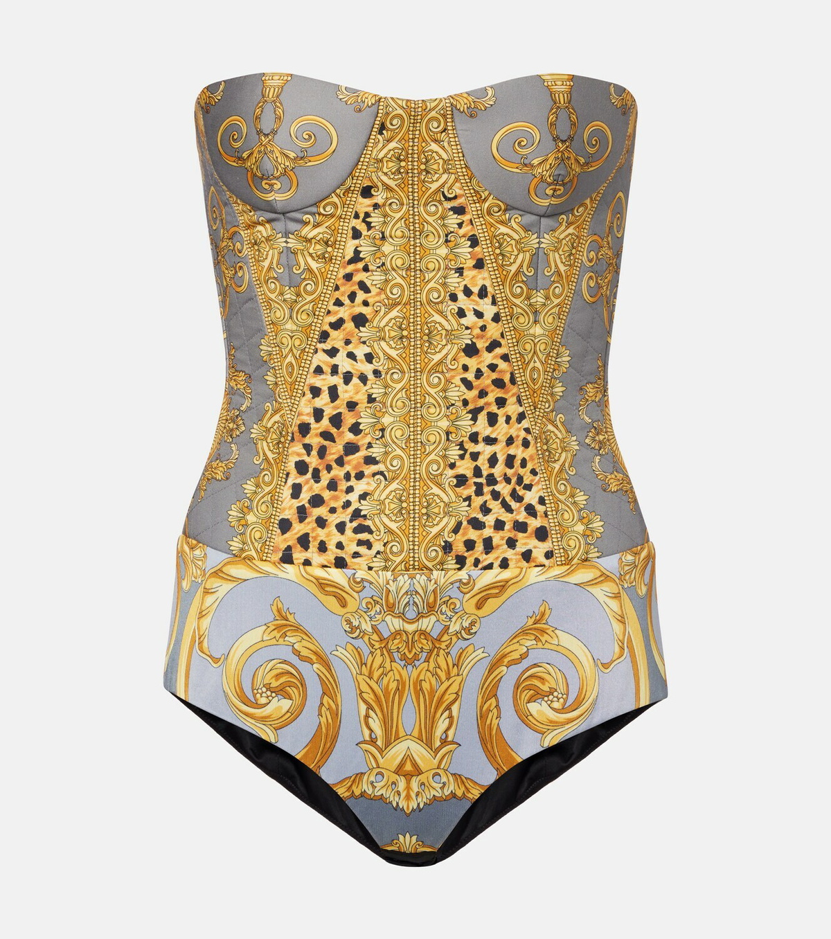 Versace Printed cotton corset bodysuit