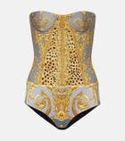 Versace Printed cotton corset bodysuit