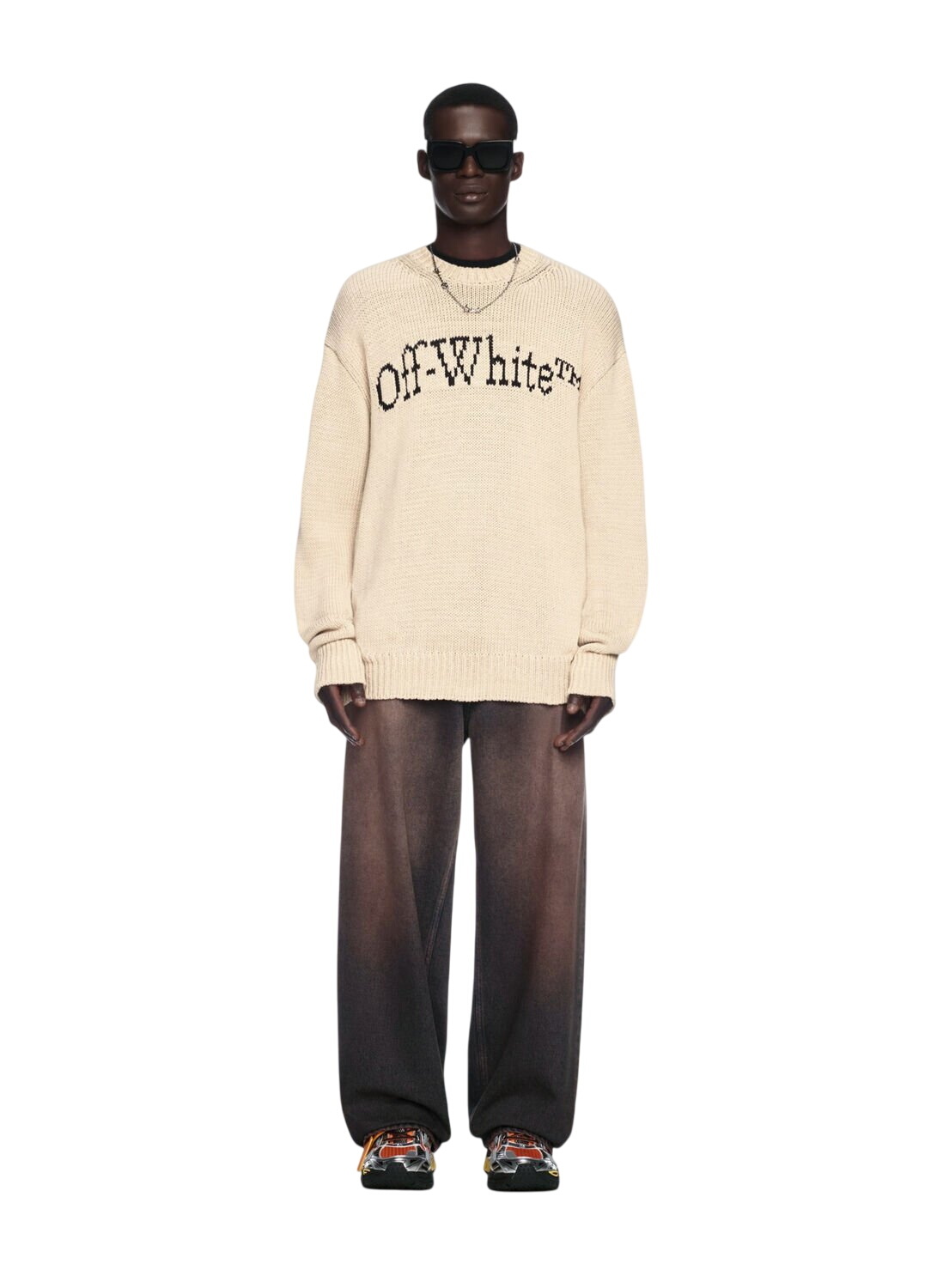 Off-White - Logo-Jacquard Mohair-Blend Sweater - Orange Off-White