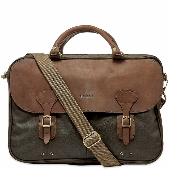 Photo: Barbour Men's Wax Leather Briefcase in Olive