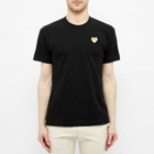 Comme des Garçons Play Men's Gold Heart Logo T-Shirt in Black