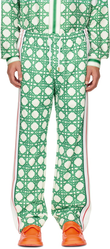 Photo: Casablanca Green & White 'Le Monogramme D'Osier' Track Pants