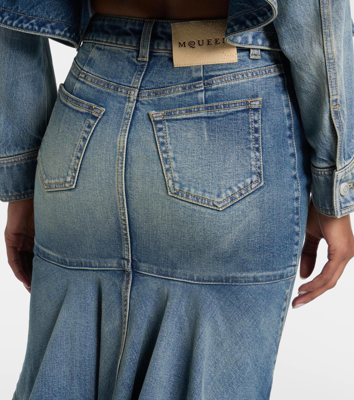 McQueen Denim midi skirt