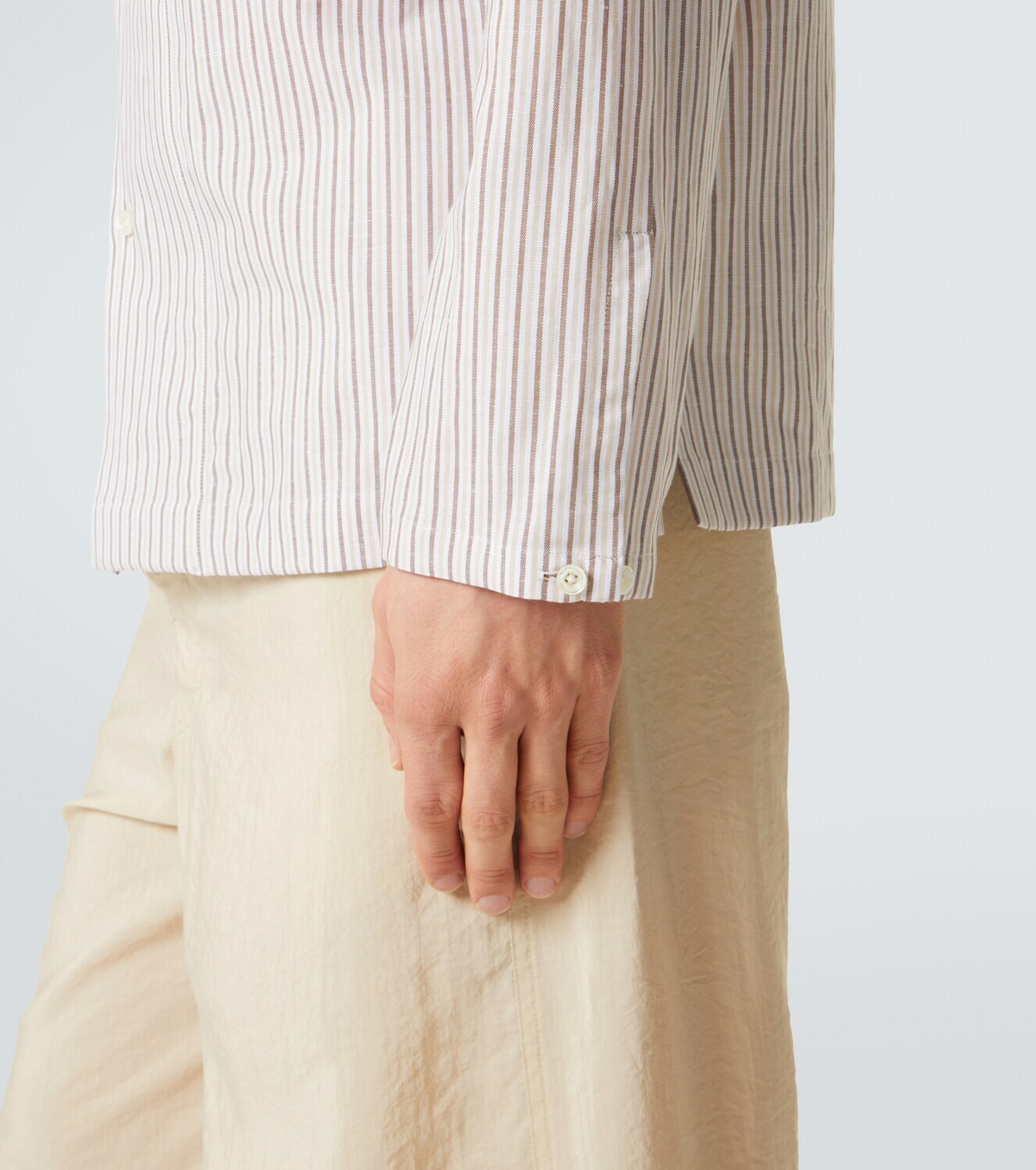 Umit Benan Havana striped linen and cotton shirt