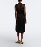 Prada Floral-appliqué silk midi dress