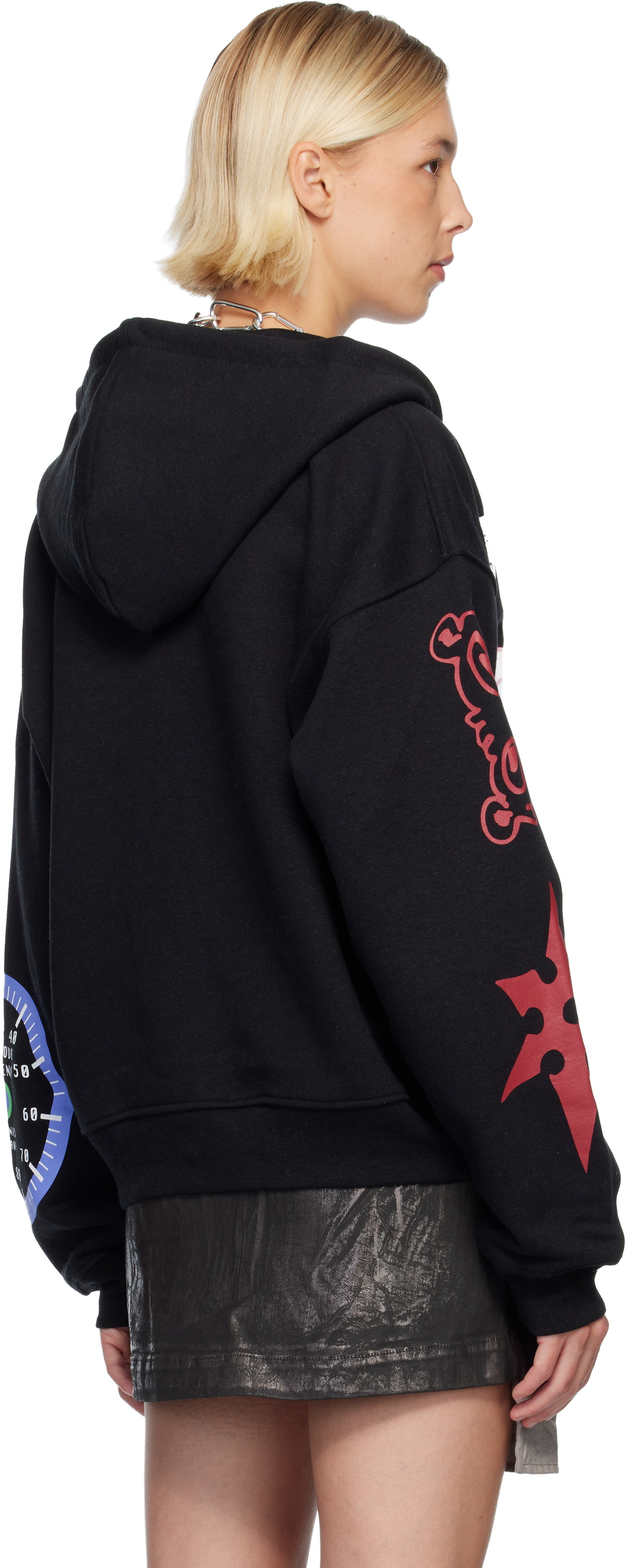 Chopova Lowena Black Flying High Zip Hoodie