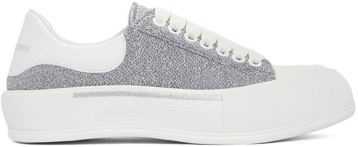 Photo: Alexander McQueen Silver Deck Lace-Up Plimsoll Sneakers