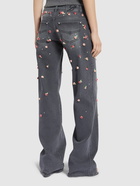 BLUMARINE Embroidered Denim Straight Jeans