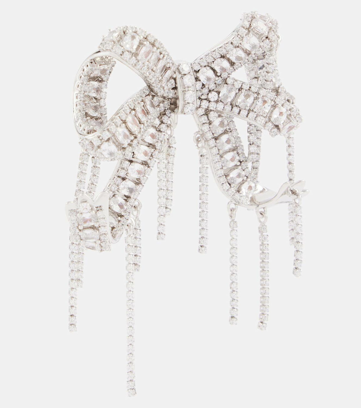 Self-Portrait Crystal-embellished silver-plated clip-on earrings