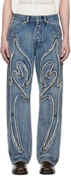 Thug Club Blue Frayed Jeans