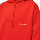 Balenciaga Men's Back Logo Popover Hoodie in Bright Red/White