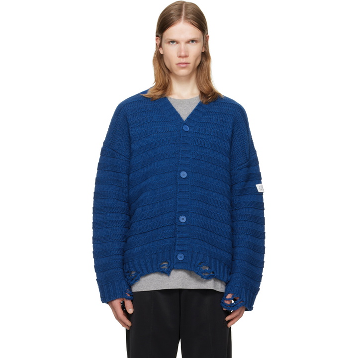 Photo: MM6 Maison Margiela Blue Wool Cardigan