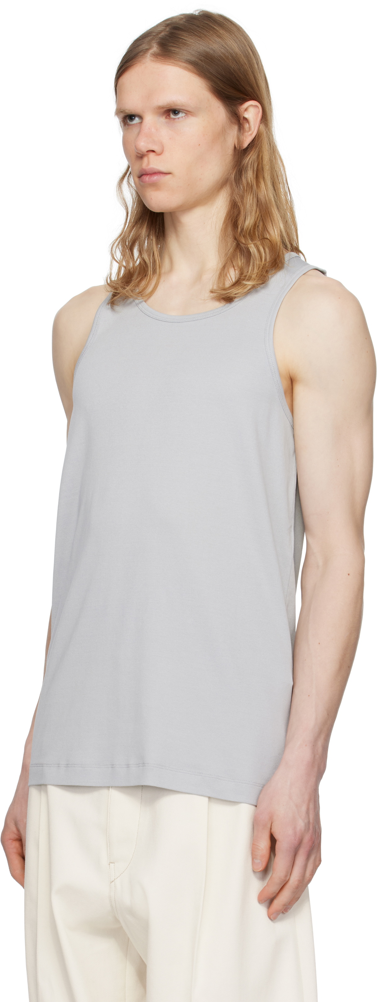 LEMAIRE Blue Cotton Tank Top
