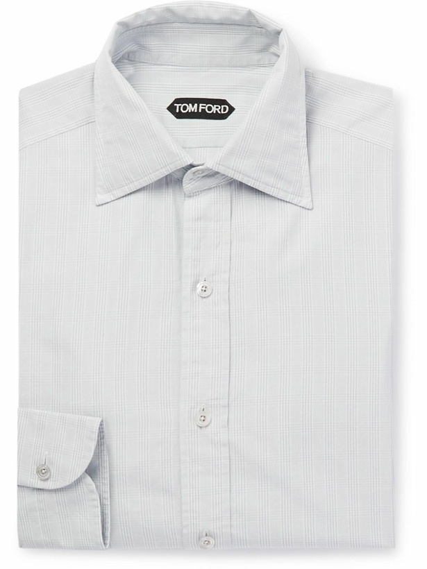Photo: TOM FORD - Checked Cotton-Poplin Shirt - White