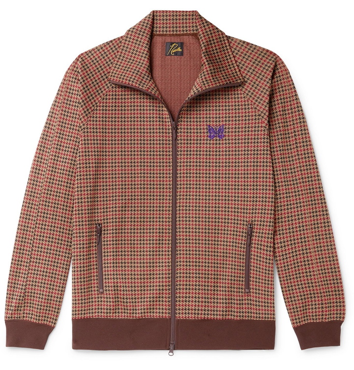 Photo: Needles - Logo-Embroidered Houndstooth Jacquard Track Jacket - Brown
