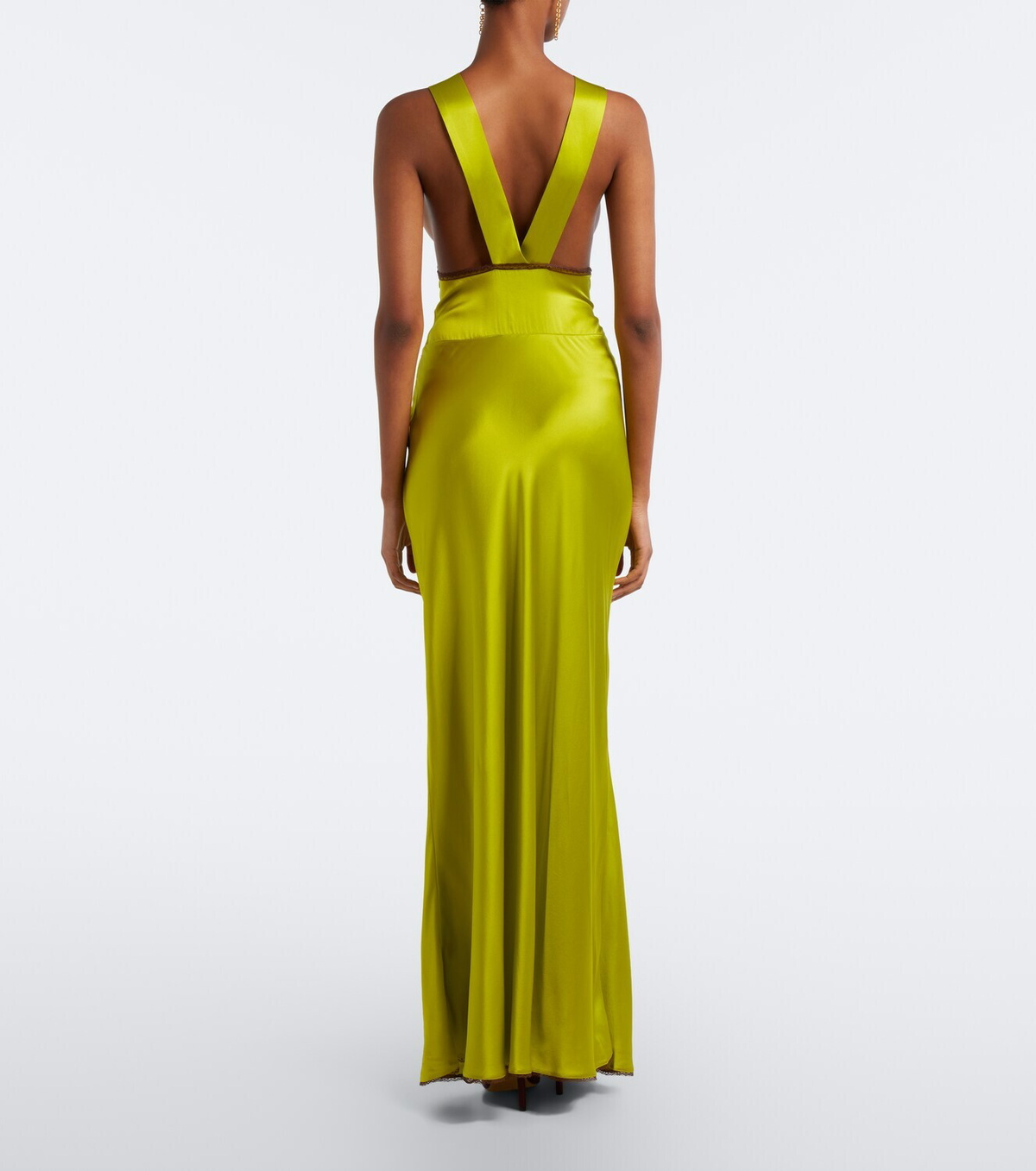 SIR Aries cut-out lace-trimmed silk slip dress