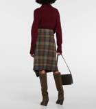 Polo Ralph Lauren Draped checked wool-blend midi skirt