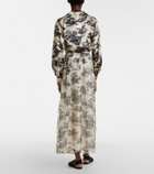 Max Mara Elegante Sabbia printed silk organza maxi skirt